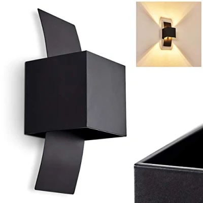 Image de hofstein Applique murale Baltimore en métal noir, élégante lampe design créant un jeu de lumière Up &amp; Down au mur, idéal dans salon moderne, pour 1 ampoule G9, ampoule(s) non incluse(s)