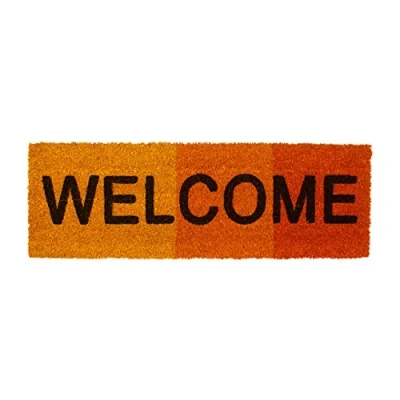 Image de Relaxdays Paillasson en fibres de coco avec motif WELCOME dégradé l x 75 25 cm et dessous antidérapant PVC caoutchouc tapis sol porte entrée, rouge