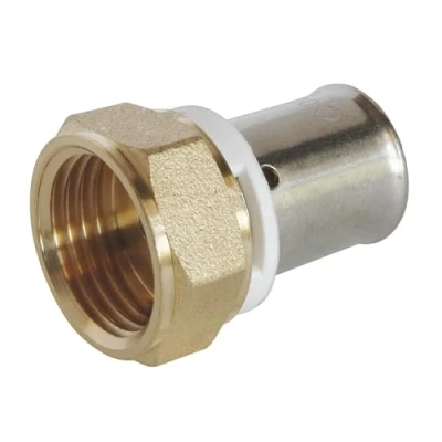 Image de SOMATHERM FOR YOU, Raccord à sertir écrou tournant 15/21 pour tube PER Ø16 Installation rapide et fiable, acier inoxydable, compatible avec profils H, U, RF, pression max 10 bars