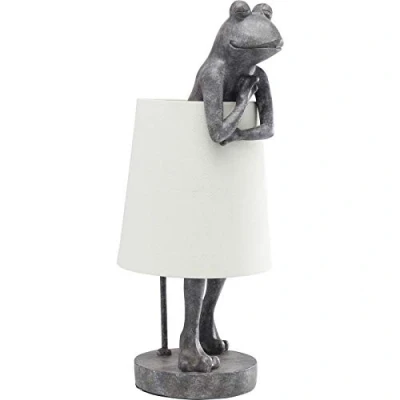 Image de Kare Design lampe à poser Animal Frog, Grenouille, gris/blanc, abat jour lin, de table, decoration chambre coucher, salon, 58x23x29cm (Ampoule Non Incluse)