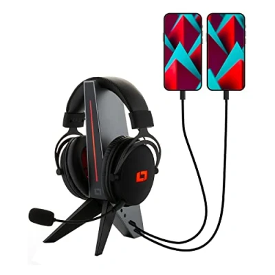 Image de Lioncast LXS6 Support pour Casque avec hub USB et éclairage LED RVB (avec Son Surround 7.1, de intégré, Lourd antidérapant, Lourd)