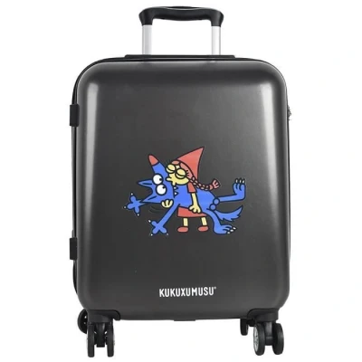 Image de Kukuxumusu, Valise à Roues Gris Foncé Chaperon Modèle Besukao, Noir, 56,5x42x21, avec roulettes pivotantes et Face Avant Dure