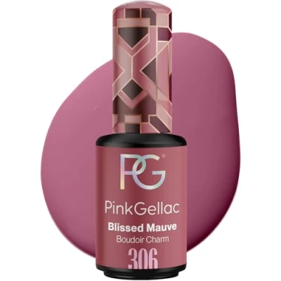 Image de Pink Gellac Vernis Semi Permanent UV 306 Blissed Mauve 8 ml Gel Violet Pour 14 Jours Polish Facile à Utiliser de Qualité Salon Enlever