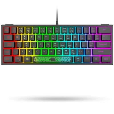 Image de K61 60% Compact UK Layout QWERTY 62 Clés RGB Jeux Clavier, Apex Pro Gravure Laser, Spirit of Gamer Mini TKL Mécanique Sensation Compatible PC/Laptop/Computer Noir