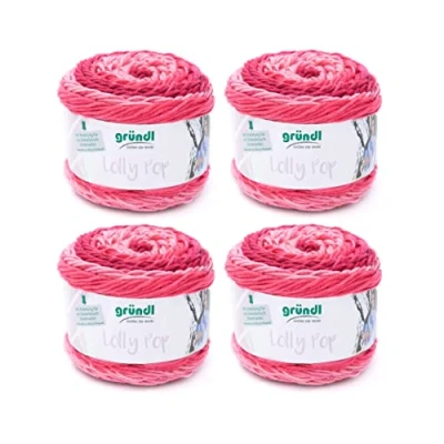 Image de Gründl Fil à Crocheter et Tricoter Lolly Pop (Fil Universel 100% polyacrylique Lavable Semblable de la Laine, 150 g / 240 m, Taille des Aiguilles : 5 6, 4 x g), 24 10 cm