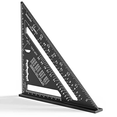 Image de Newaner 180 mm Equerre Menuisier, Aluminium Regle, équerres de charpentier triangulaire épaissi à 45 90 Degres, haute précision mesure outillage, pour charpentier, couvreur, ingénieur (noir)