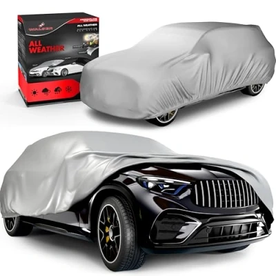 Image de Walser Bâche de Protection pour Voiture All Weather Basic, 100% imperméable, Housse Complet SUV Taille M Argent