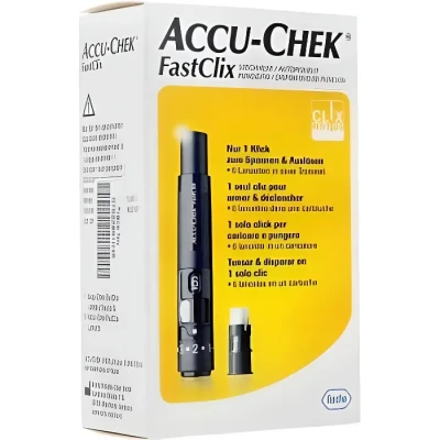 Image de Stylo autopiqueur Accu Chek Fastclix 11 profondeurs réglables Piquage sans douleur Noir