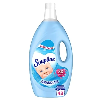 Image de Soupline Adoucissant Dilué 3D Grand Air Formule Active à Froid 92 % d&#039;Ingrédients d&#039;Origine Naturelle Bouteille de 2,85 L
