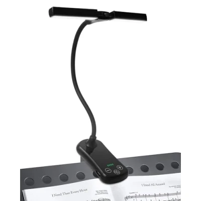 Image de TobeBright Lampe Pupitre Musique Lecture Livre, 14 LED Wider Range Bright Light, 3 Color 8 Brightness, USB C Rechargeable, Parfaite pour le Piano, la Guitare, les Partitions, Lumière du Livre