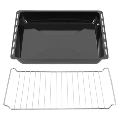Image de ICQN 45,5 x 37,5 cm Lot de plaques cuisson et grilles émaillées 6 profondeur Grille four chromée pour cuisinière Anti rayures inoxydable 455 375 60 mm