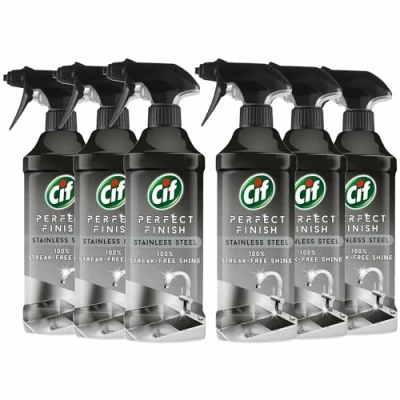 Image de Cif Spray spécialisé en acier inoxydable scientifiquement conçu pour enlever la saleté tenace une brillance 100 % sans traces sur les surfaces
