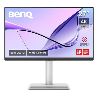 Image de BenQ Écran MA270U 27 Pouces 4K 3840x2160 pour MacBook Pro/Air, USB C, Alimentation 90W, Correspondance des Couleurs Mac, hub USB, contrôle de la luminosité et du Volume sur Gamme P3.