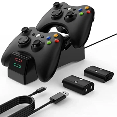 Image de Chargeur pour Manette Xbox 360 (Nouvelle Version), Station de Charge avec 2 Batteries Rechargeables 360E/360S
