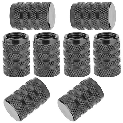 Image de SAVITA 8 Pièces Bouchons de Tige Valve Pneu, Couvercle Bouchon Pneu en Aluminium avec Anneau Caoutchouc pour Voitures, SUV, Vélos, Camions, Motos (Gray)