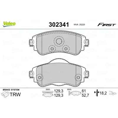 Image de VALEO 302341 Jeu de plaquettes frein Essieu avant contact signal d&#039;usure exclu avec tôle anti bruit CITROËN: C4 II 5 portes