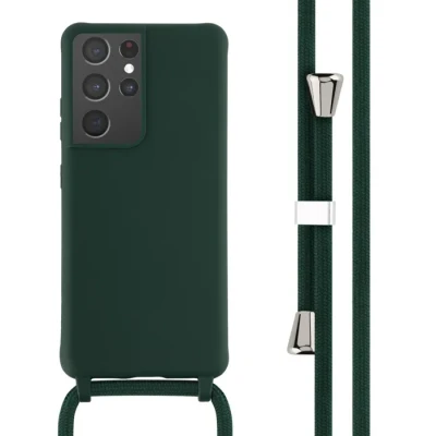 Image de Coque en silicone IMOSHION Samsung Galaxy S21 Ultra Vert foncé Cordon ajustable Souple