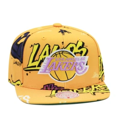 Image de Mitchell &amp; Ness NBA Lot d&#039;autocollants Snapback Casquette Los Angeles Lakers jaune, taille unique
