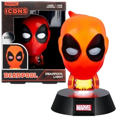 Image de Paladone Deadpool 3D Icon BDP lampe de nuit ou bureau sous licence officielle Rouge Alimenté par 2 piles AAA