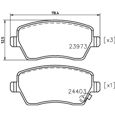 Image de HELLA 8DB 355 012 301 Jeu de plaquettes frein avec indicateur d&#039;usure vis d&#039;étrier accessoires SUZUKI: SWIFT 3, Splash