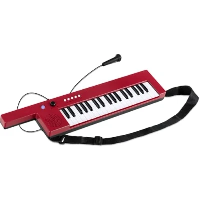 Image de McGrey KT 3712 Clavier pour enfants avec 37 touches Comprend une sangle de transport et un microphone Rechargeable alimentation USB 4 sonorités 10 chansons démonstration Rouge