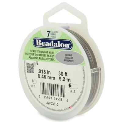 Image de Beadalon Fil à Perles 7 brins 0,46 mm 9,1, JW03 T 0, Argenté, .018 in / 0.46