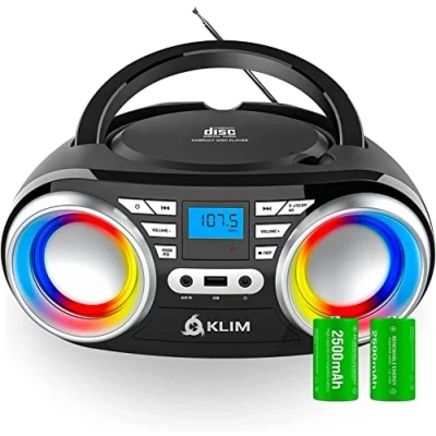 Image de KLIM Boombox B3 Poste Radio CD Portable Nouveauté 2024 FM, CD, Bluetooth, USB, MP3 Mode Filaire et sans Fil avec Piles Rechargeables Lentille Laser Lecteur