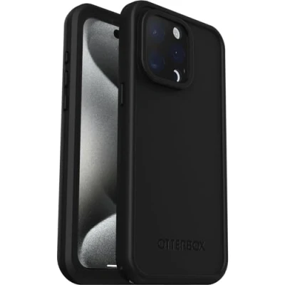 Image de OtterBox Fre Coque pour iPhone 15 Pro Max MagSafe, étanche (IP68),protection avec protecteur d&#039;écran intégré, fabriqué de manière durable, supporte 5 x plus chutes que la norme militaire, Noir