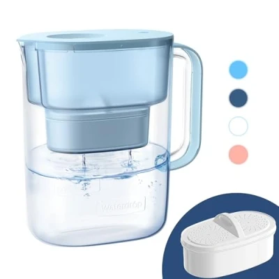 Image de Waterdrop Lucid Carafe Filtrante d&#039;eau avec 1x90 Jours Filtre, 3.5L, Réduit le Fluorure, Chlore et Plus, NSF Certifiée, sans BPA, Bleu (Filtre Remplaçable: WD PF 01A Plus)