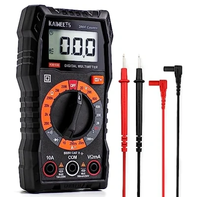 Image de Multimètre Numérique KAIWEETS, Digital, Voltmètre Multifonctions 2000 Comptes, Testeur Électrique, Ohmmètre, Mesure La Tension CA/CC, Courant CC, Résistance, Continuité, Diode