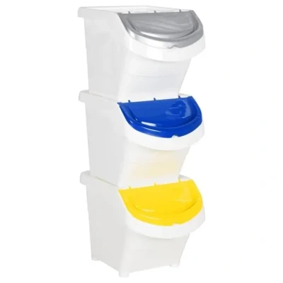 Image de Poubelles empilables VIDAXL Blanc PP 78 L Lot de 3