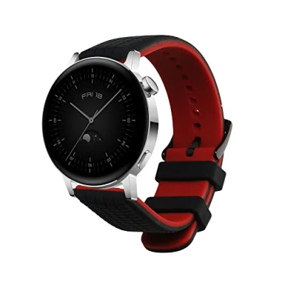 Image de kwmobile Bracelet compatible avec Huawei Watch GT3 (42mm) / GT2 2 de rechange pour fitness tracker en TPU noir rouge