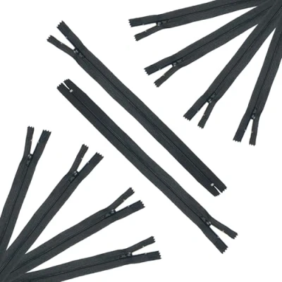 Image de Trimz Lot de 10 Fermetures éclair unidirectionnelles Noires 50 cm avec Dents 4 mm, Polyester,