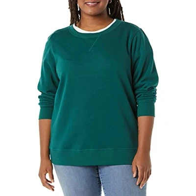Image de Amazon Essentials Sweatshirt Col Rond en Molleton Éponge (Grandes Tailles Disponibles) Femme, Vert Foncé, XXL
