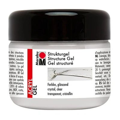 Image de Marabu 12280025103 Gel structurel Brillant en Acrylique crémeux à Base d&#039;eau, résistant la lumière, aux intempéries, pour Structures Fines et Relief, 225 ML, Transparent