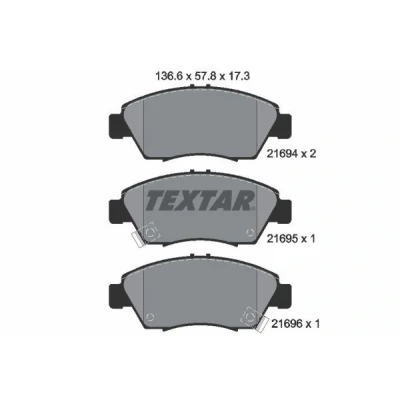 Image de TEXTAR 2169401 Jeu de plaquettes frein avec indicateur d&#039;usure HONDA: Civic 7 Hatchback, 6 V 3/5 portes