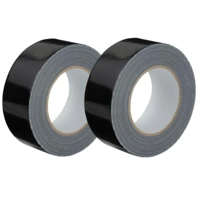 Image de GTSE Ruban adhésif toilé Duct tape Gaffer Noir 48 mm x 50 m 2 rouleaux résistant,imperméable pour réparer,fixer,assembler,renforcer,étanchéifier