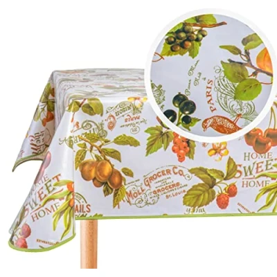 Image de Home Direct Nappe rectangulaire en Toile cirée PVC Facile à Nettoyer Motif Fruits 140 x 240 cm