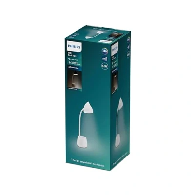 Image de Lampe de bureau PHILIPS LED Hat [Lumière blanche froide 4000K Blanc] 4,5W Charge avec USB. pour l&#039;intérieur la maison, le travail, l&#039;étude, l&#039;éclairage lecture