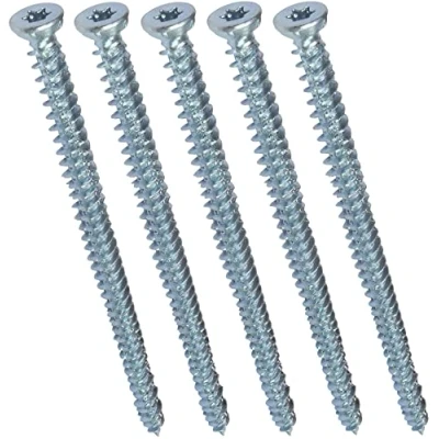 Image de AERZETIX C48409 Lot de 5 Vis d&#039;ancrage direct pour béton Ø7.5x132mm tête fraisée conique à empreint étoile T30 fixation directe sans cheville