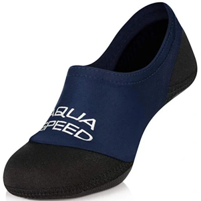 Image de Aqua Speed Neo Socks pour Enfants Chaussettes en néoprène Semelle antidérapante Bleu foncé/Noir Taille: 40/41