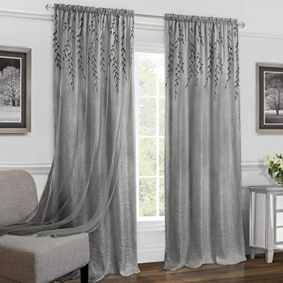 Image de Achim Home Decor Rideau de fenêtre filtrant la lumière avec Passe Tringle 213,4 cm Long 106,7 Large Gris Occultant pièce et Lavable en Machine Rideaux Polyester Doux pour