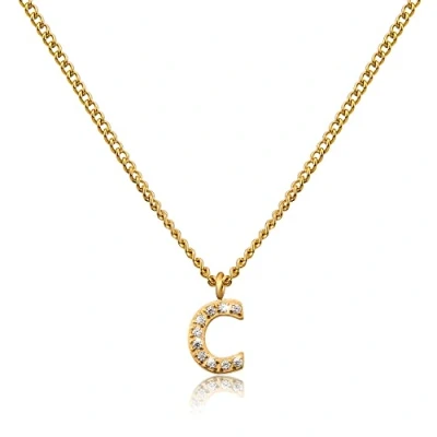 Image de GD GOOD.designs EST. 2015 Chaîne lettre en or pour femme I Collier doré 18K avec initiales zirconium acier inoxydable (C)