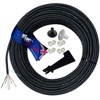 Image de Rouleau de 50m véritable BT CW1415 Dropwire 11 aérien souterrain Une seule paire fils Câble ligne principale pour téléphone extérieur + 2 œillets d&#039;entrée et outil d&#039;insertion IDC 50 mètres