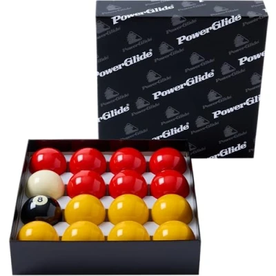 Image de PowerGlide Jeu de 16 balles Snooker Rouge et Jaune Lot Boules Billard Unisexe, Coloris Assortis, 2&quot; (51 mm) Smaller White Ball