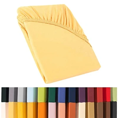Image de CelinaTex Relax Drap Housse lit sommier tapissier Lits à Eau Coton 140x200 160x220 cm Jaune crème