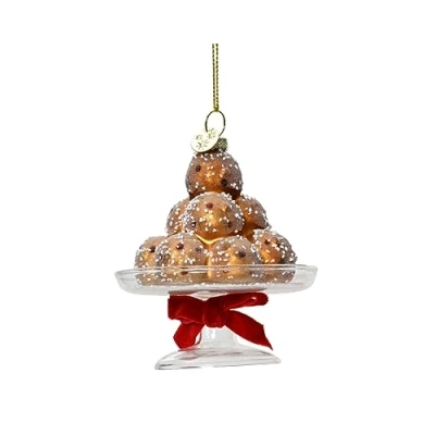 Image de Kaemingk Décoration de sapin Noël en verre Chocolats sur support à gâteau 10 cm Marron/rouge d&#039;arbre