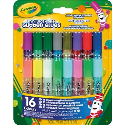 Image de CRAYOLA 16 Mini colles pailletées lavables Loisir créatif feutres et Accessoires Fantaisies à partir de 3 Ans Jeu Dessin coloriage Couleurs Assortis