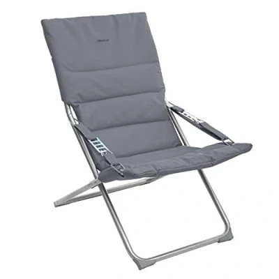 Image de Hespéride Fauteuil Relax de Jardin Pliable Milos 3 Positions Gris Ardoise