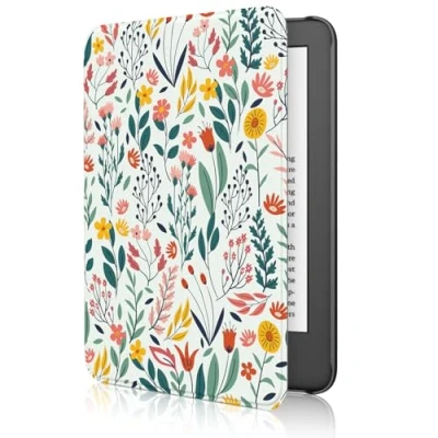 Image de MoKo Étui Compatible avec 6&quot; Tout Nouveau Kindle(11e Génération Version 2022) &amp; Internationale, Coque Légère Réveil/Sommeil Automatique pour Liseuse Kindle 2022 11e Gén., Fleur